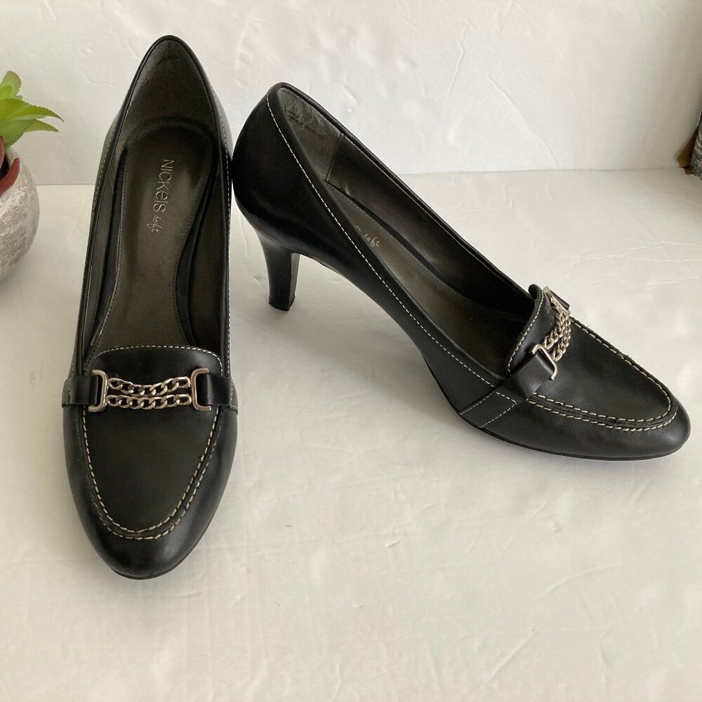 Nickels Soft Black Leather Loafer Heeled Shoe  10 M